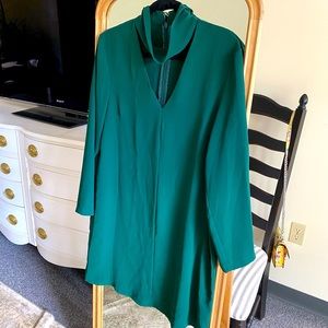 Emerald green topshop cowl neck dress
